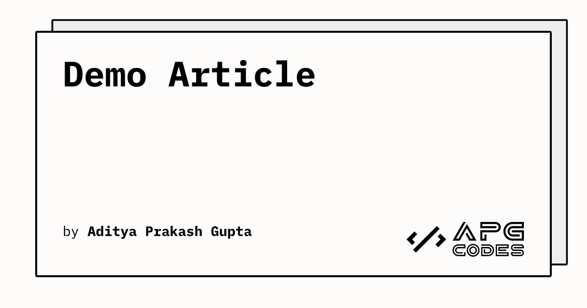 Demo Article | APG Codes